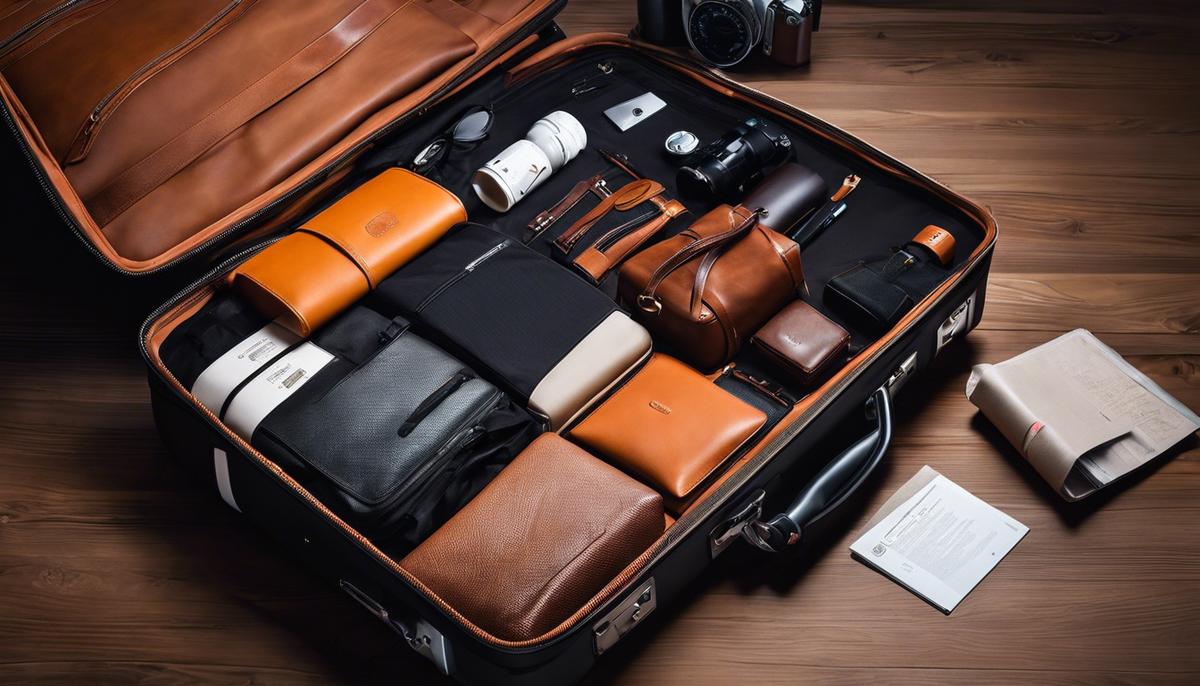 Image of a neatly packed suitcase with various travel essentials