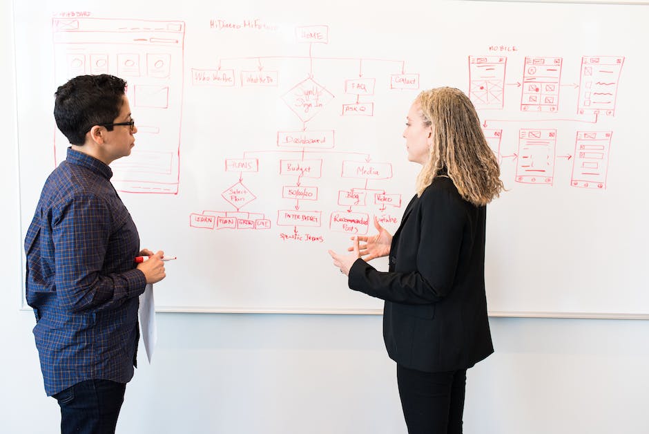 A businessman holding a subscription-based model diagram explaining the concept visually for someone visually impaired.